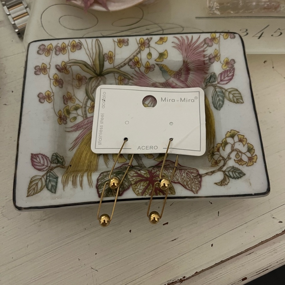 Mira Mira Gold Safety Pin Earrings